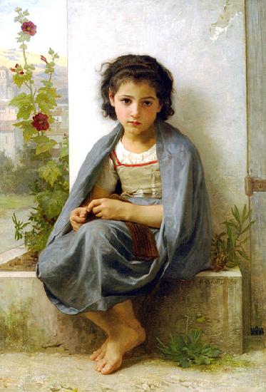 William-Adolphe Bouguereau The Little Knitter oil painting picture